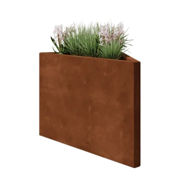 Corten terasest lillekast - Kolmnurk erikülgne - 83,9 x 46,4 x 60 cm - Ilma põhjalauata