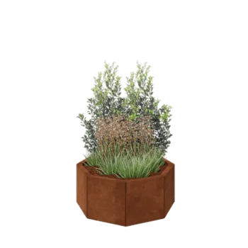 Corten terasest lillekast - Kaheksanurk - 72,4 x 72,4 x 30 cm - Ilma põhjalauata