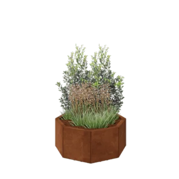 Corten terasest lillekast - Kaheksanurk - 72,4 x 72,4 x 30 cm - Põhjalauaga - Jalgadega