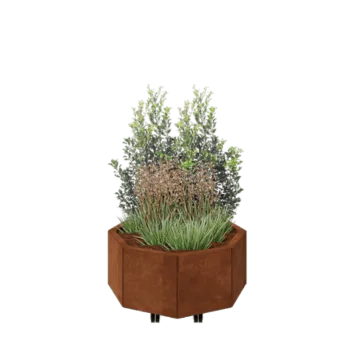 Corten terasest lillekast - Kaheksanurk - 72,4 x 72,4 x 30 cm - Põhjalauaga - Ratastega