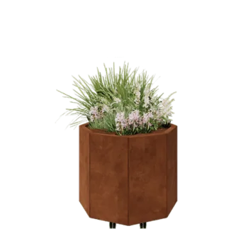 Corten terasest lillekast - Kaheksanurk - 72,4 x 72,4 x 60 cm - Põhjalauaga - Ratastega