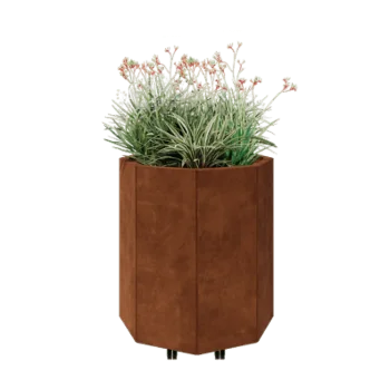 Corten terasest lillekast - Kaheksanurk - 72,4 x 72,4 x 80 cm - Põhjalauaga - Ratastega