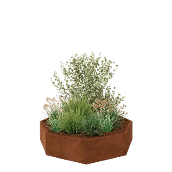 Corten terasest lillekast - Kaheksanurk - 144,9 x 144,9 x 30 cm - Ilma põhjalauata