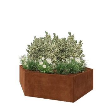 Corten terasest lillekast - Kuusnurk - 239,3 x 207,8 x 60 cm - Ilma põhjalauata