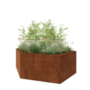Corten terasest lillekast - Kuusnurk - 239,3 x 207,8 x 80 cm - Ilma põhjalauata