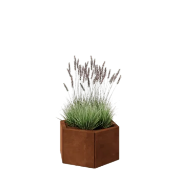 Corten terasest lillekast - Kuusnurk - 59,3 x 52 x 30 cm - Ilma põhjalauata