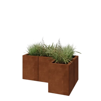 Corten terasest lillekast - L-kuju - 90 x 60 x 40 cm - Põhjalauaga