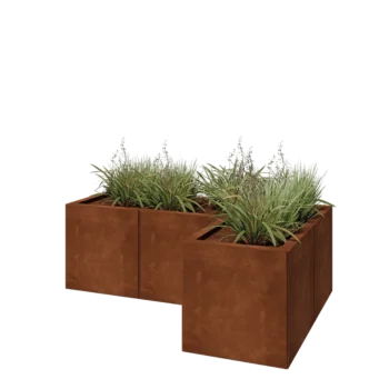 Corten terasest lillekast - L-kuju - 120 x 80 x 40 cm - Põhjalauaga