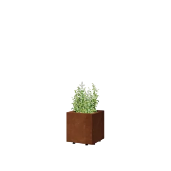 Corten terasest lillekast - Ruut - 30 x 30 x 30 cm - Põhjalauaga - Jalgadega