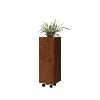 Corten terasest lillekast - Ruut - 30 x 30 x 80 cm - Põhjalauaga - Ratastega