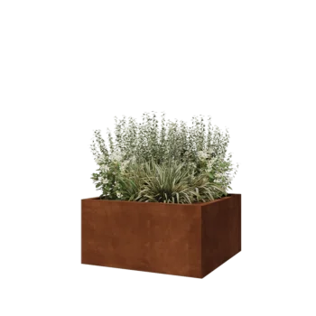 Corten terasest lillekast - Ruut - 80 x 80 x 40 cm - Põhjalauaga