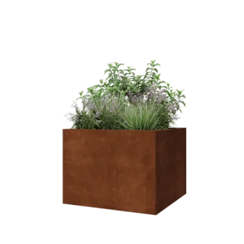 Corten terasest lillekast - Ruut - 80 x 80 x 60 cm - Põhjalauaga