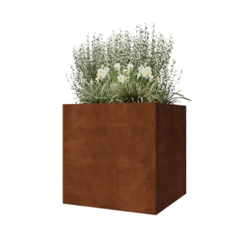 Corten terasest lillekast - Ruut - 80 x 80 x 80 cm - Põhjalauaga