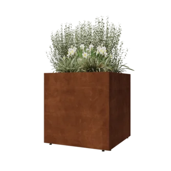 Corten terasest lillekast - Ruut - 80 x 80 x 80 cm - Põhjalauaga - Jalgadega