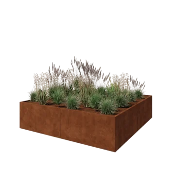 Corten terasest lillekast XXL - Ruut - 240 x 240 x 60 cm - Ilma põhjalauata