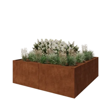 Corten terasest lillekast XXL - Ruut - 240 x 240 x 80 cm - Ilma põhjalauata