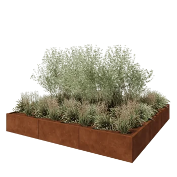 Corten terasest lillekast XXL - Ruut - 300 x 300 x 40 cm - Ilma põhjalauata
