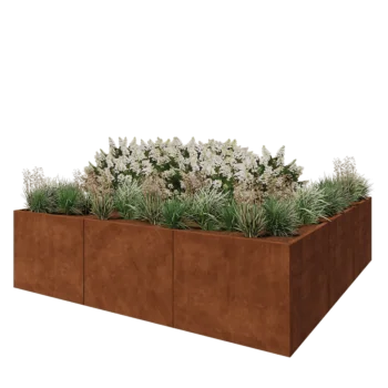 Corten terasest lillekast XXL - Ruut - 300 x 300 x 80 cm - Ilma põhjalauata