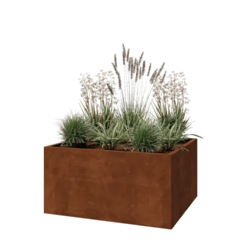 Corten terasest lillekast - Ristkülik - 120 x 100 x 60 cm - Põhjalauaga