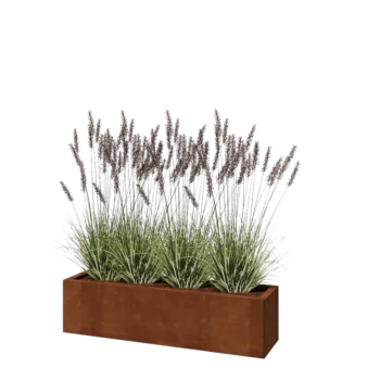 Corten terasest lillekast - Ristkülik - 120 x 30 x 30 cm - Põhjalauaga