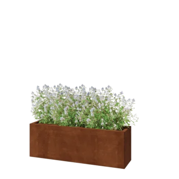 Corten terasest lillekast - Ristkülik - 120 x 30 x 40 cm - Põhjalauaga