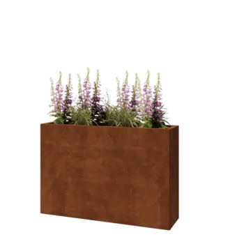 Corten terasest lillekast - Ristkülik - 120 x 30 x 80 cm - Põhjalauaga