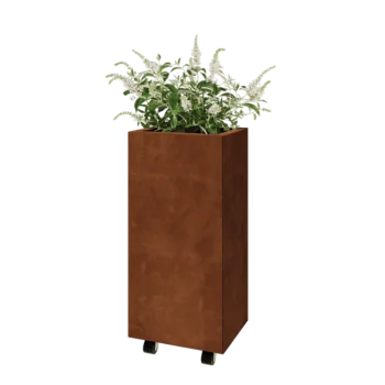 Corten terasest lillekast - Ristkülik - 40 x 30 x 80 cm - Põhjalauaga - Ratastega