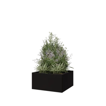 Terasest lillekast - Ruut - 60 x 60 x 30 cm - RAL9005 matt (must) - Ilma põhjalauata