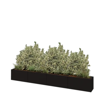 Terasest lillekast XXL - Ristkülik - 320 x 30 x 40 cm - RAL9005 matt (must) - Põhjalauaga