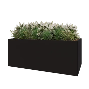 Terasest lillekast XXL - Ristkülik - 200 x 100 x 80 cm - RAL9005 matt (must) - Ilma põhjalauata