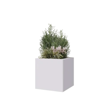 Terasest lillekast - Ruut - 50 x 50 x 50 cm - RAL9010 matt (valge) - Põhjalauaga