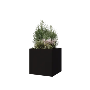 Terasest lillekast - Ruut - 50 x 50 x 50 cm - RAL9005 matt (must) - Põhjalauaga