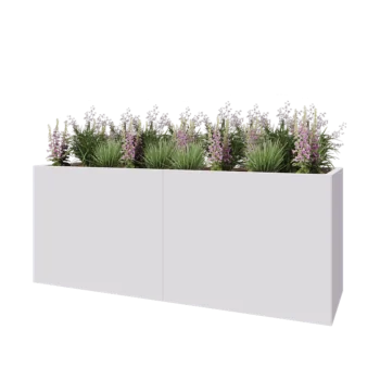 Terasest lillekast XXL - Ristkülik - 200 x 60 x 80 cm - RAL9010 matt (valge) - Põhjalauaga