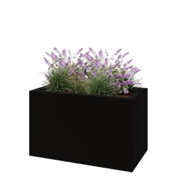 klaaskiudne lillekast - Ristkülikukujuline - 100 x 50 x 60 cm - RAL9005 matt (must) - Põhjaga