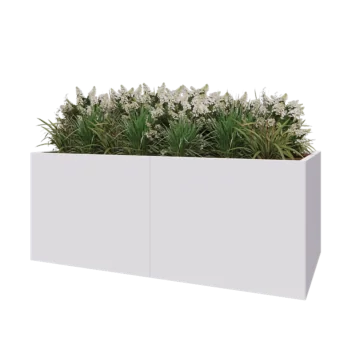 Terasest lillekast XXL - Ristkülik - 200 x 100 x 80 cm - RAL9010 matt (valge) - Ilma põhjalauata