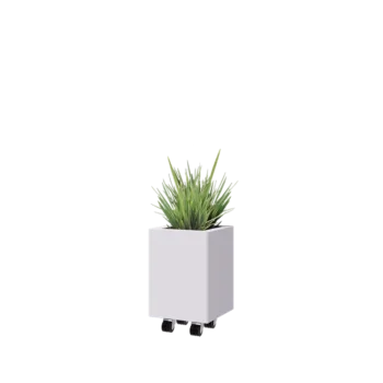 Terasest lillekast - Ruut - 30 x 30 x 40 cm - RAL9010 matt (valge) - Põhjalauaga - Ratastega