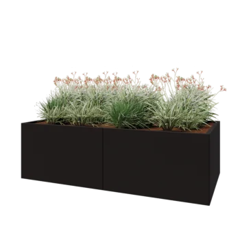 Terasest lillekast XXL - Ristkülik - 200 x 100 x 60 cm - RAL9005 matt (must) - Ilma põhjalauata