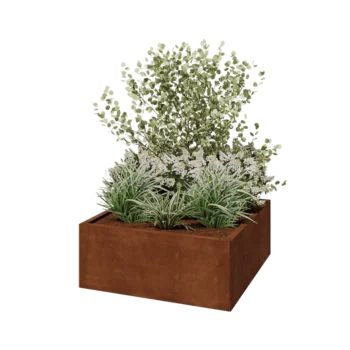 Corten terasest lillekast - Ruut - 100 x 100 x 40 cm - Ilma põhjalauata