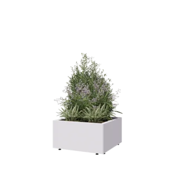 Terasest lillekast - Ruut - 60 x 60 x 30 cm - RAL9010 matt (valge) - Põhjalauaga - Jalgadega