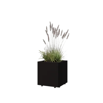 Terasest lillekast - Ruut - 40 x 40 x 40 cm - RAL9005 matt (must) - Põhjalauaga - Jalgadega
