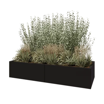 Terasest lillekast XXL - Ristkülik - 200 x 80 x 40 cm - RAL9005 matt (must) - Ilma põhjalauata