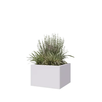 Terasest lillekast - Ruut - 60 x 60 x 40 cm - RAL9010 matt (valge) - Põhjalauaga