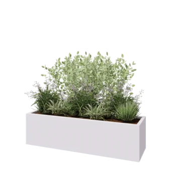 klaaskiudne lillekast - Ristkülikukujuline - 150 x 40 x 40 cm - RAL9010 matt (valge) - Põhjaga