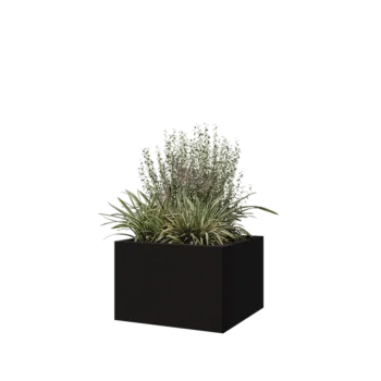 Terasest lillekast - Ruut - 60 x 60 x 40 cm - RAL9005 matt (must) - Põhjalauaga