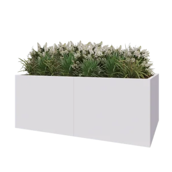 Terasest lillekast XXL - Ristkülik - 200 x 120 x 80 cm - RAL9010 matt (valge) - Põhjalauaga