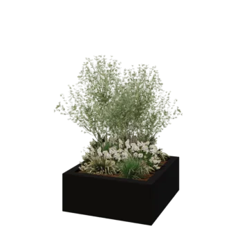 klaaskiudne lillekast - Ruut - 100 x 100 x 40 cm - RAL9005 matt (must) - Põhjaga