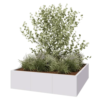 Terasest lillekast XXL - Ruut - 150 x 150 x 40 cm - RAL9010 matt (valge) - Ilma põhjalauata