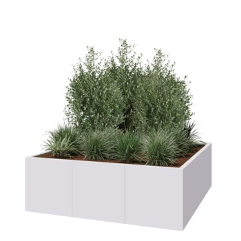 Terasest lillekast XXL - Ruut - 150 x 150 x 50 cm - RAL9010 matt (valge) - Ilma põhjalauata