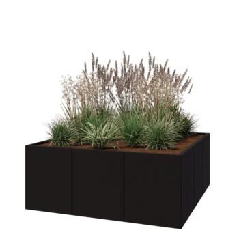 Terasest lillekast XXL - Ruut - 150 x 150 x 60 cm - RAL9005 matt (must) - Ilma põhjalauata