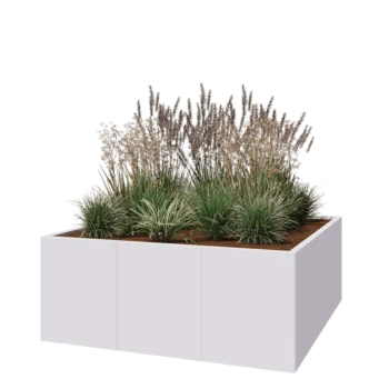 Terasest lillekast XXL - Ruut - 150 x 150 x 60 cm - RAL9010 matt (valge) - Ilma põhjalauata